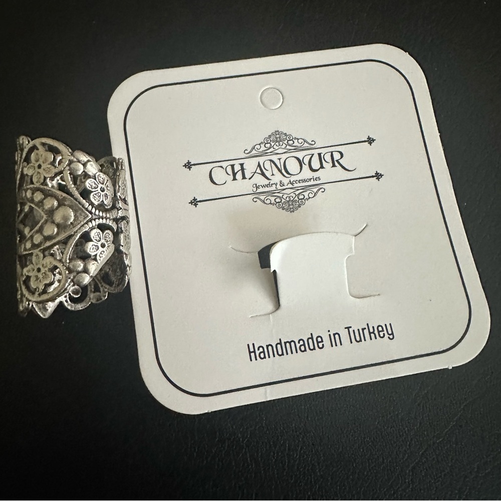 Boho Filigree Floral Ring – Silver Plated Adjustable Statement Jewelry – NWT - Picture 8 of 11